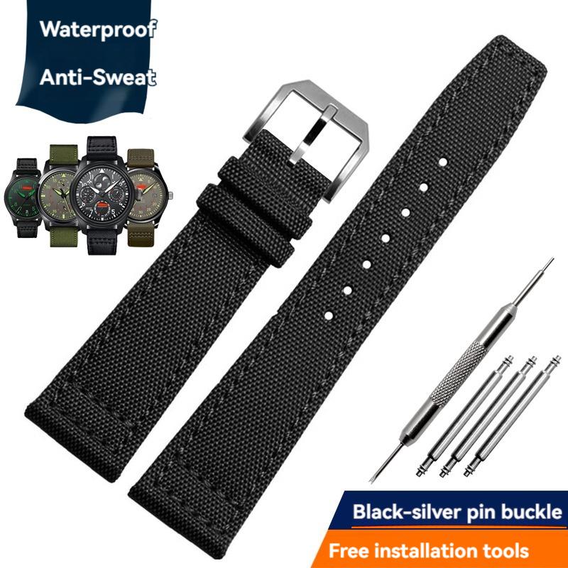 Nylon Canvas Watch Strap for IWC Pilots Portugal Portofino Fabric Cowhide Bottom Watch Chain Men Women Watchband 20mm 21mm 22mm