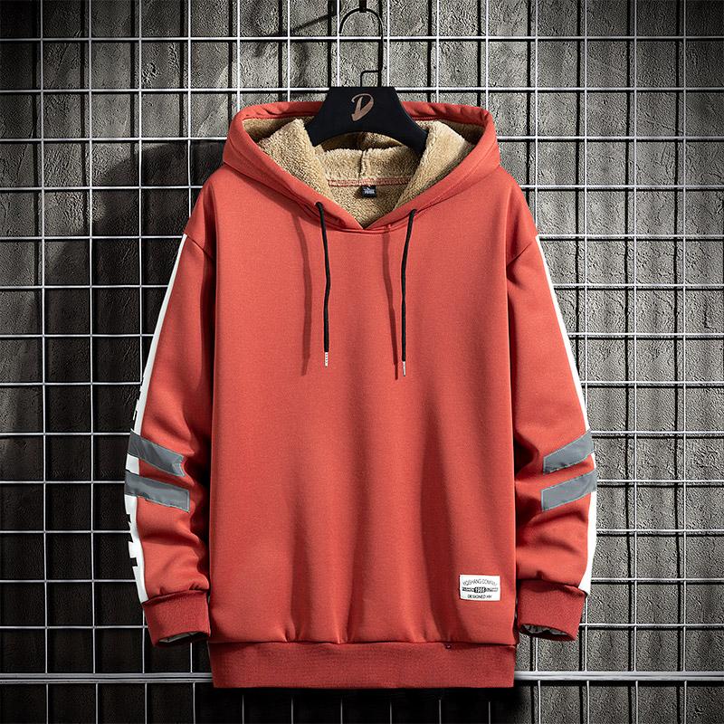 Men's Fall and Winter Large Size Hooded Pullover Warm Padded Thickened Sweater