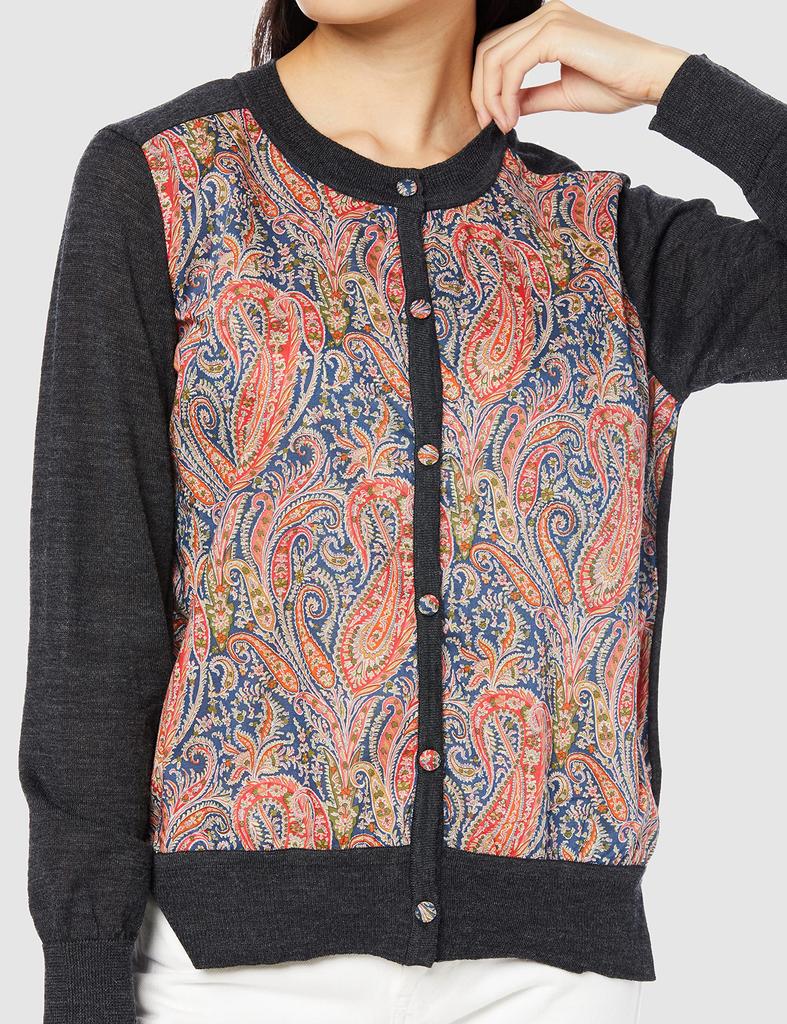 Equo Liberty Docking Charcoal Gray X Size M Women's Cardigan, Paisley, (Product Code 3022308-160309)