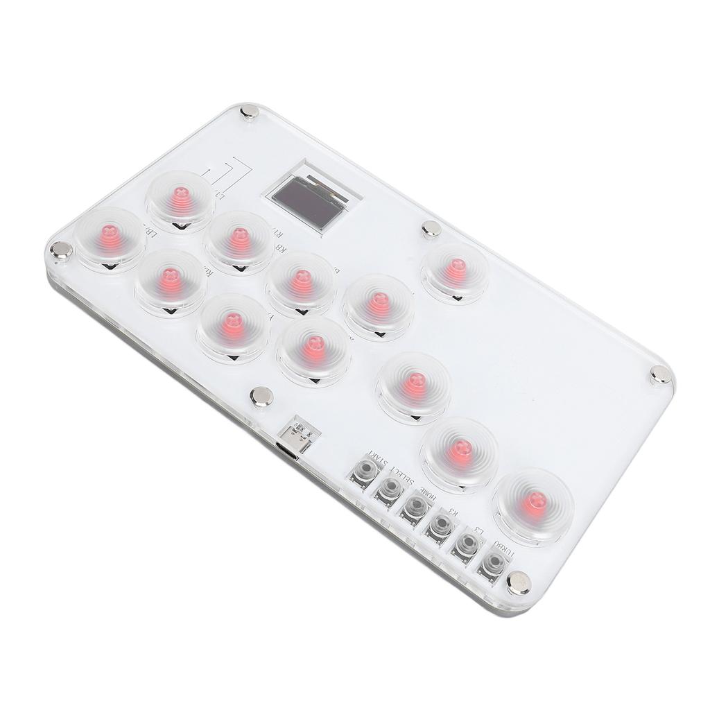 Leverless Game Controller Acrylic 12 Keys DIY Leverless Fighting Controller with Custom RGB and