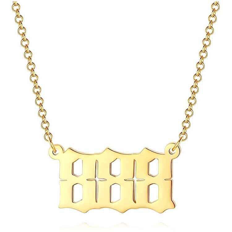 Stainless Steel Angel Number Lucky Numbers Necklaces 111 222 333 444 555 777 888 999 666 000 Women Pendant Necklace