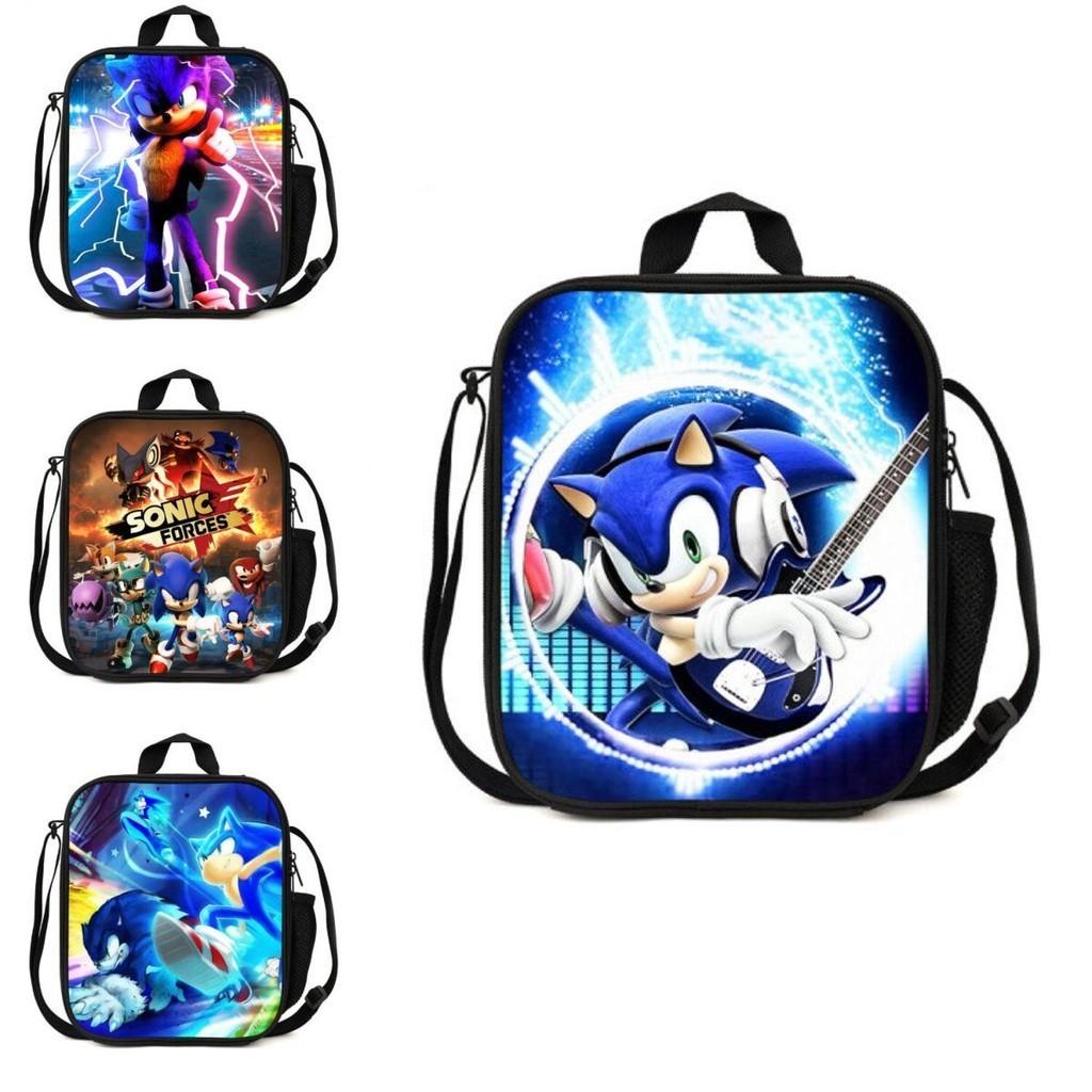 Sonic Hedgehog Lunch Box Bag Stylish Shoulder Bag For Kids Adults Large Capacity Travel Bag