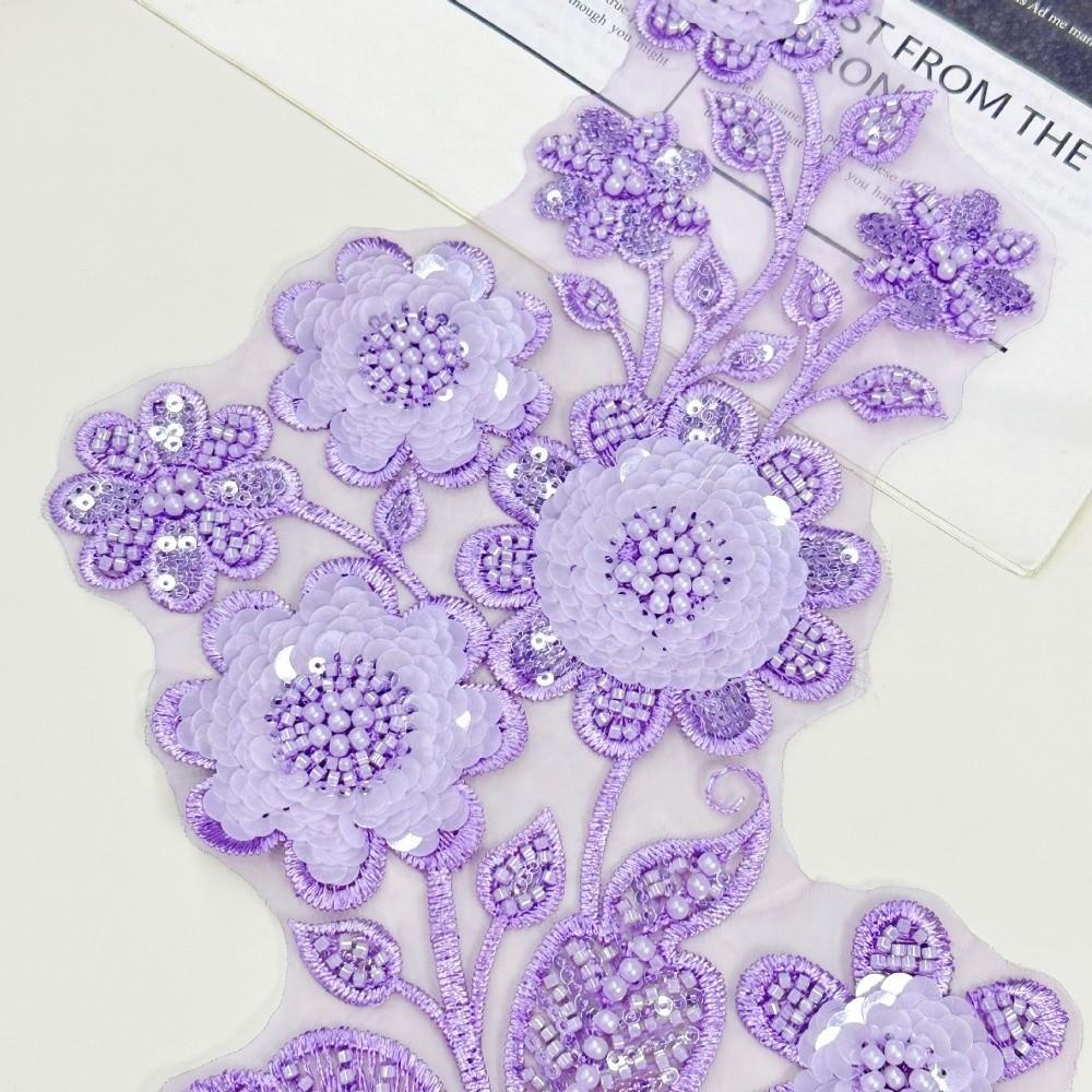 Multi-Color 3D Nail Beads Handmade Embroidered Sequins Embroidery Lace Patch Delicate Mesh Floral Collars DIY Accessories