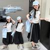 Girls' Summer 2025 Fashion Set: Stylish Short-Sleeve Top with Trendy Seven-Point Tulip Skirt