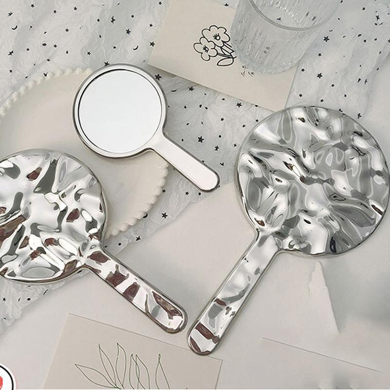 1Pc Retro Hand-Held Makeup Mirror Portable Beauty Mirror Home Beauty Tool