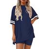 2026 Comfortable Women's Casual Round Neck T-shirt & Elastic Waist Shorts Set