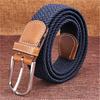 Men's Women's Canvas Plain Webbing Metal Buckle Woven Stretch Waist Belt Strap