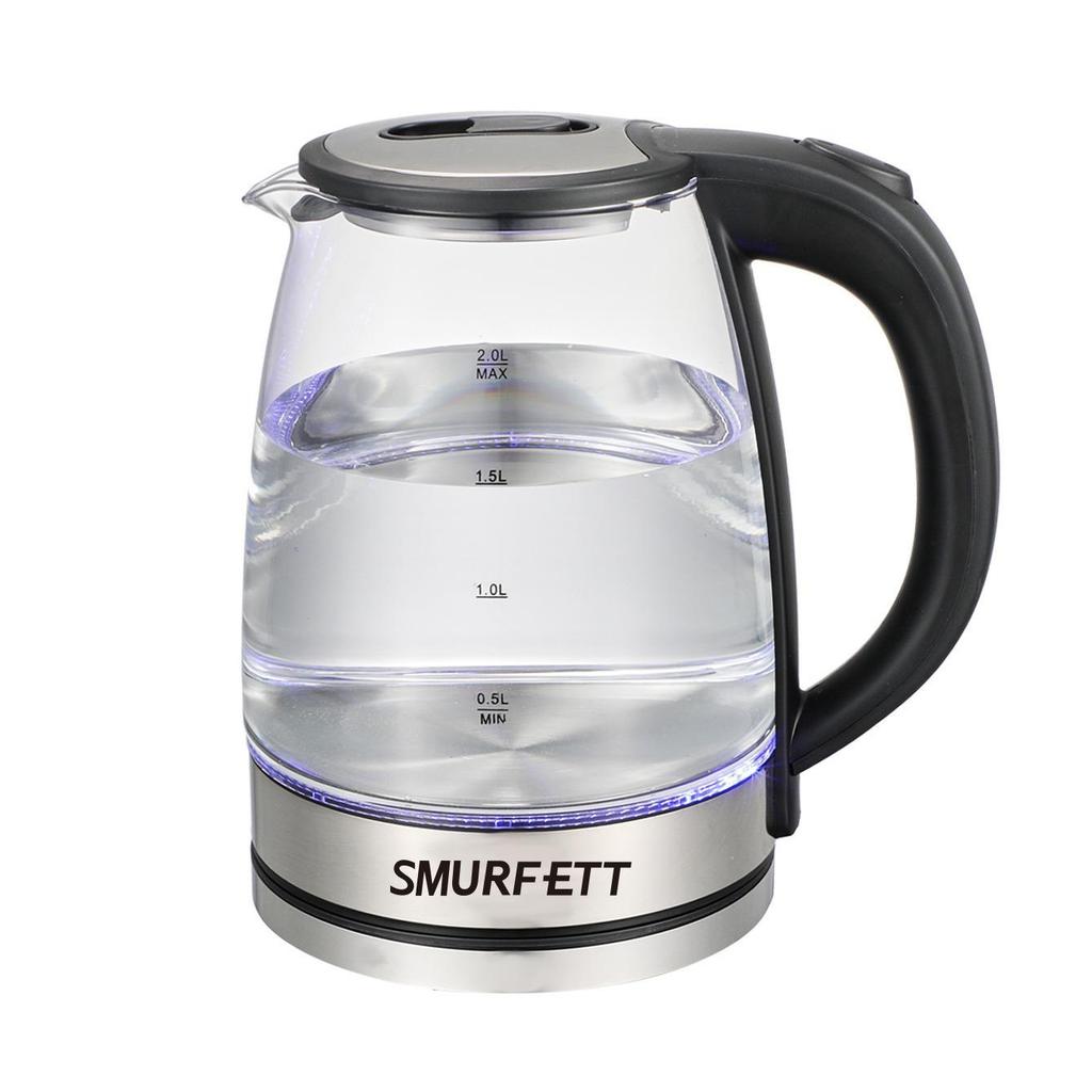 Stainless Steel & Glass 2L Electric Kettle with LED, 110V US Standard, Auto Shut-off & Anti-Dry Boil Protection