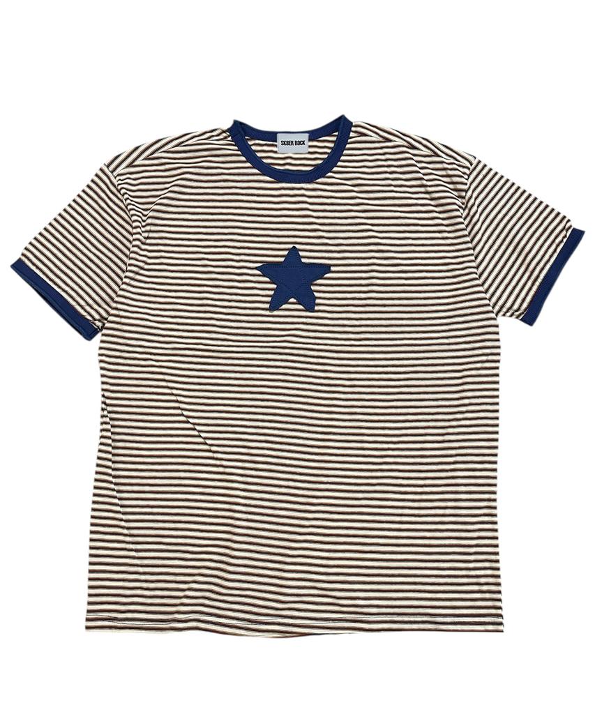 SK8ER ROCK Star Stripe Ringer T-Shirt ((Dark Blue))