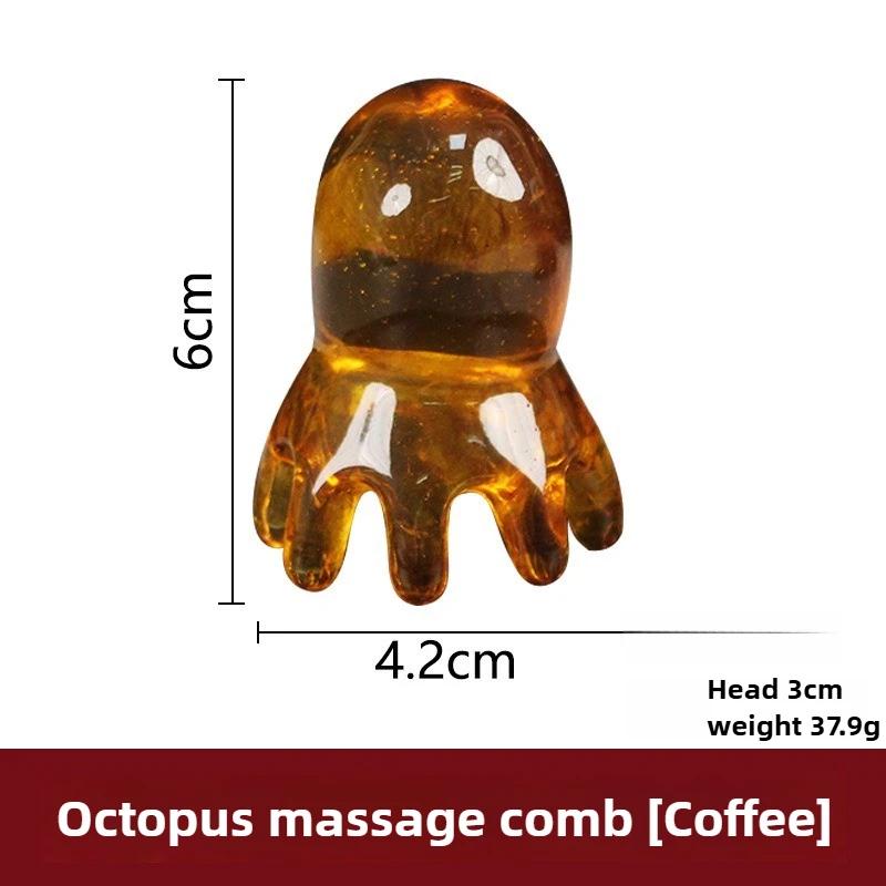 2025 New Resin Octopus Scalp Massage Comb Acupressure Meridian Therapy Hair Care Portable Relaxation Tool Natural Material