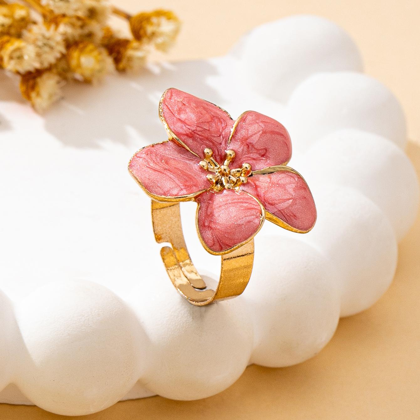 

A Women s Open Ring with Floral Designs in Various Colors to Choose From, a Colorful and Fashionable Open Ring Suitable for Everyday and Vacation Wear розовый