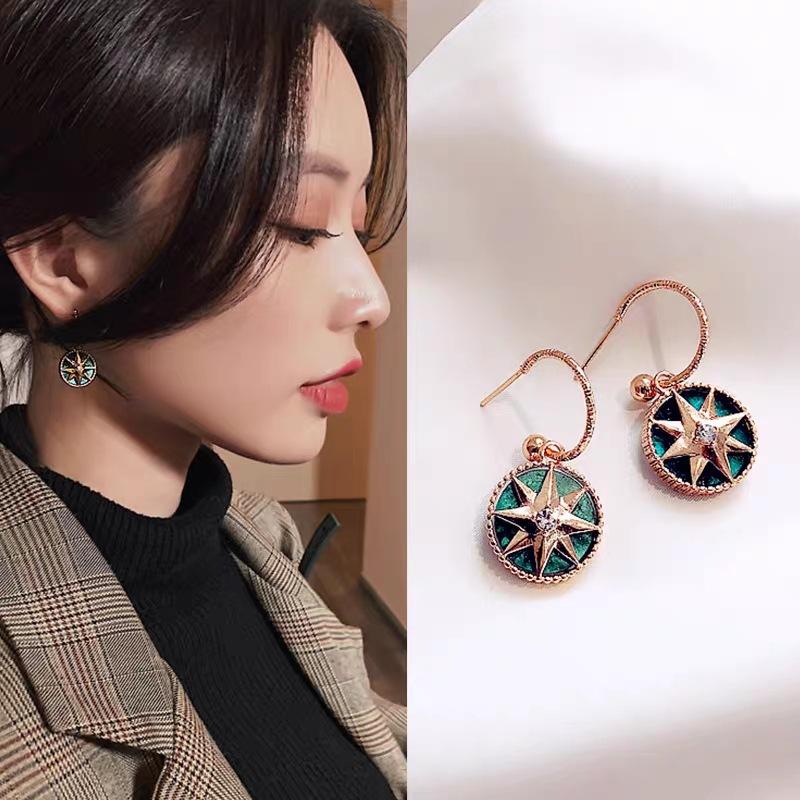 

Игла, звезда, водяная дрель, гвоздь, женский темперамент, корейская личность, серьги с пятью звездами, могут двигаться, красные