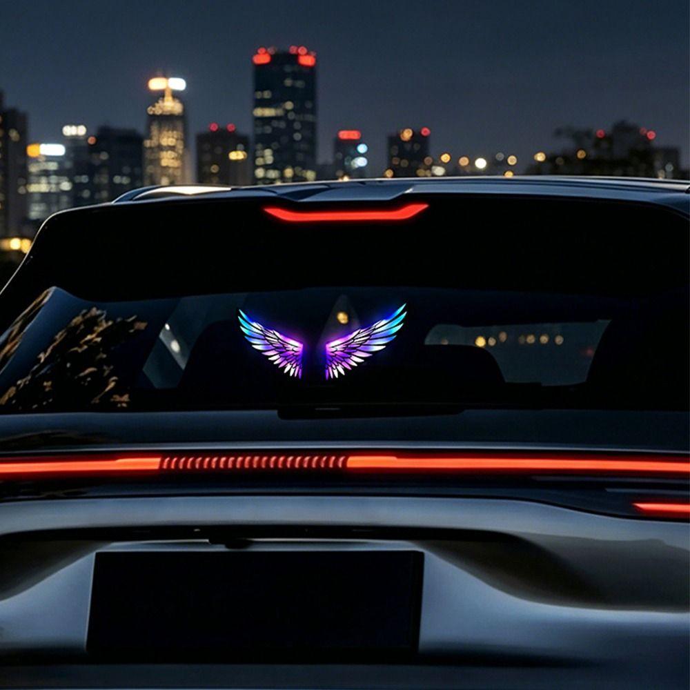Wings Shaped Solar Warning Light Colorful Solar Wings Lamp Universal Rear Tail Lamp  SUV