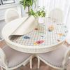 Round Table Tablecloth Pvc Soft Plastic Glass Waterproof, Oil-Proof and Scalding-Proof, Leave-In Round Impervious Dining Table Mat Household