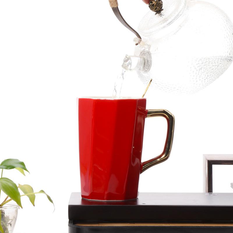 ins gold-plated handle ceramic mug office water cup wedding event gift high temperature resistance