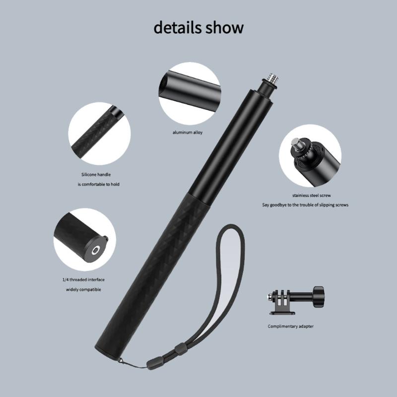 Aluminum Extendable Selfie Stick Rod For POCKET 3,X5 Action Cameras With AntiSlip Grip And Universal Compatibility