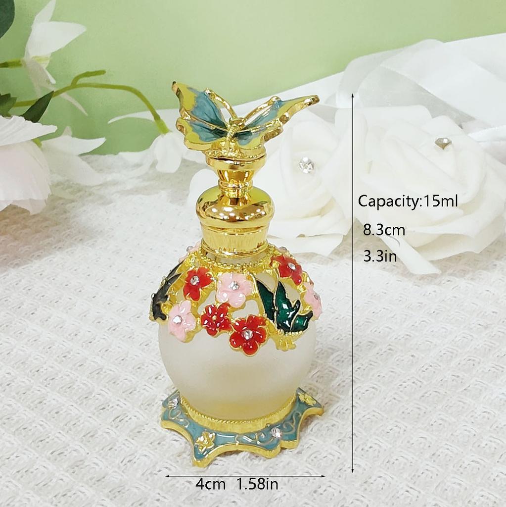Vintage Perfume Bottle Empty, 15ML Butterfly Essential Oils Dropper Bottle Refillable Empty Container Decorative Glass Bottle