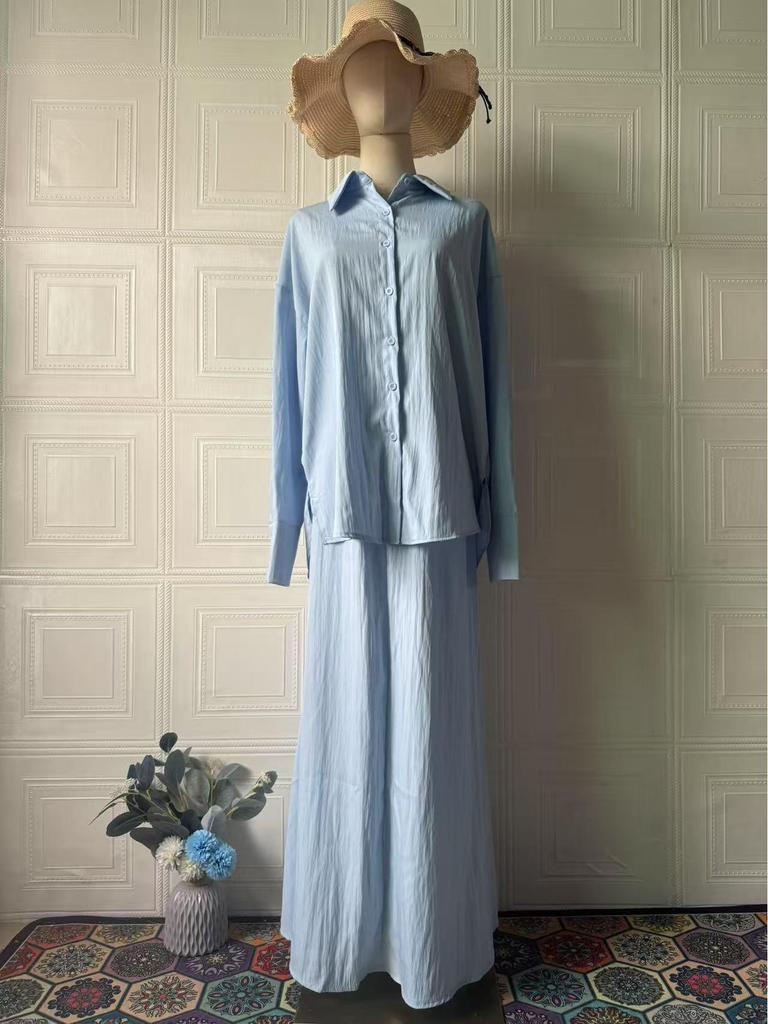 Elegant Summer 2025 Women's Long Sleeve Loose Dress Set