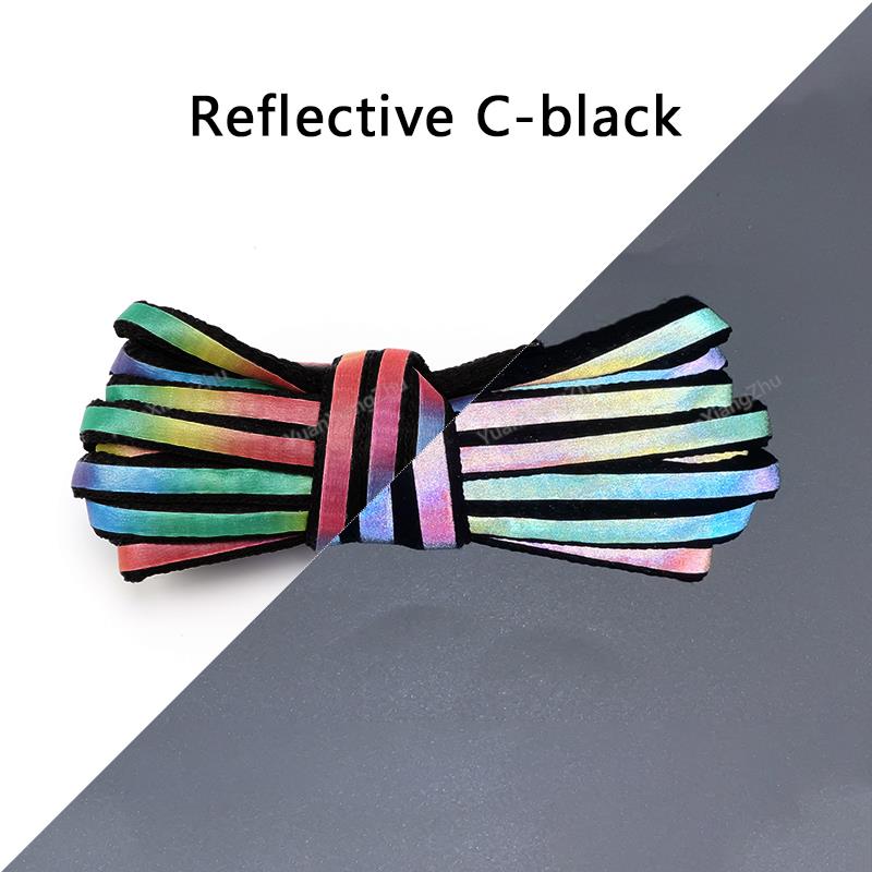 Reflecterende Schoenveters Mode Regenboog Schoenveters Wit Zwart Elastische Veters Sneakers Ronde Schoenveter voor Schoenen 100/120/140cm 1 Paar