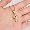 Gold Color Embossed Cross Necklaces for Men Women,Simple Cutout Unisex Catholic Cross Pendant,Christian Religious Jewelry Gifts
