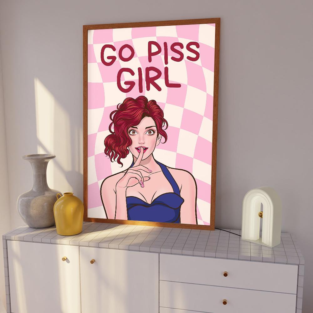 Cartoon Bad Girl Wall Art Poster Print Trendy Pink Apartment Home Decor Pop Culture Dorm Canvas Painting Room Street Dance