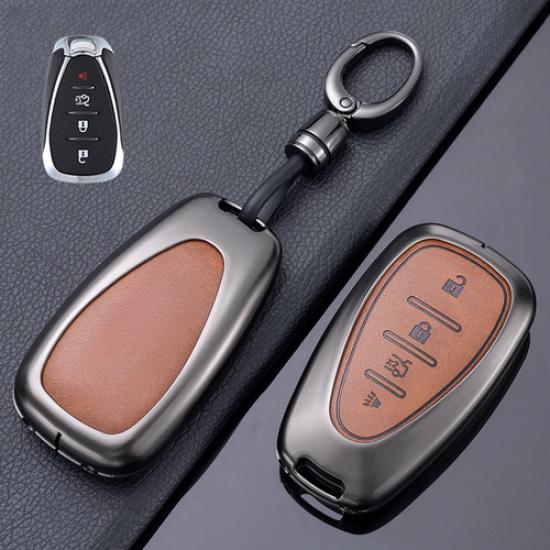 Zinc Alloy Leather Car Key Fob Case Cover For Chevrolet Malibu Camaro Trailblaze