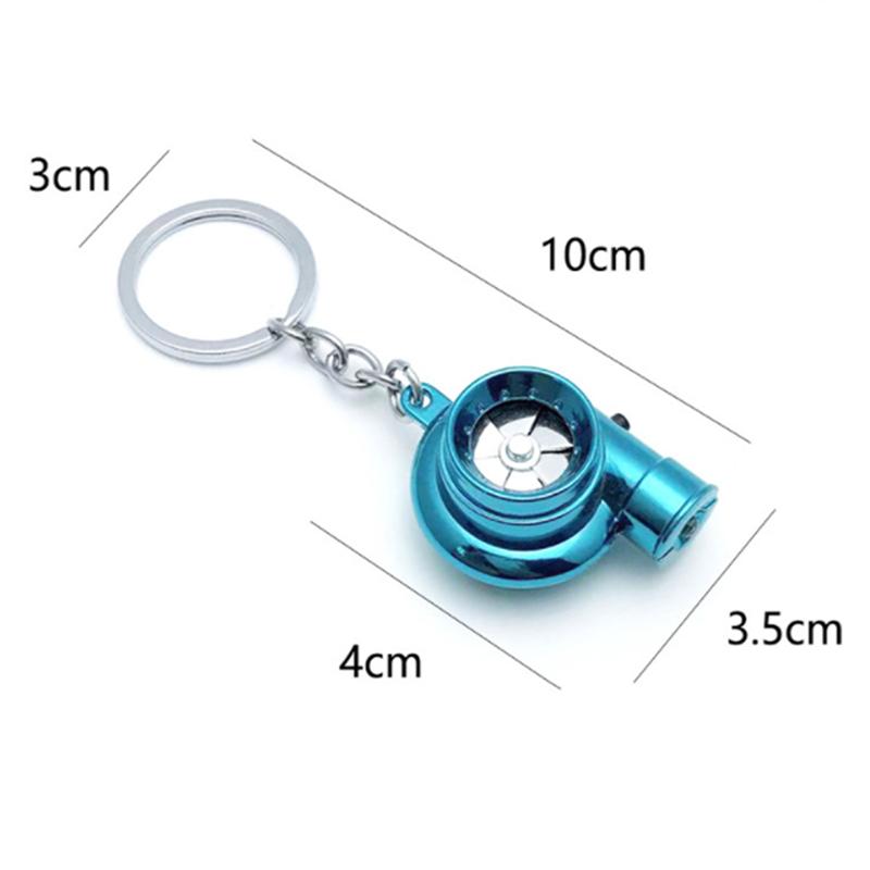 Chrome Metal Turbo Charger Keychain Keyring, No Plastic Spinning Compressor