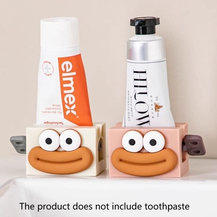 1/2 ks Ruční dávkovač zubní pasty s ovládáním jedním dotykem a roztomilým designem usměvavé tváře - Hygienický systém páky s jednosměrným tokem, Kompaktní
