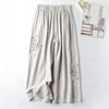 Women Casual Straight Pants Blended Female Trousers Flower Embroidery Loose Wide Leg Pants for Women Pantalon Femme
