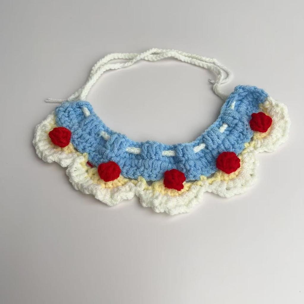 Snow White Cat Collar Green Christmas Dog Scarf Pet Neck Warmer Knitted Bib Drool Towel