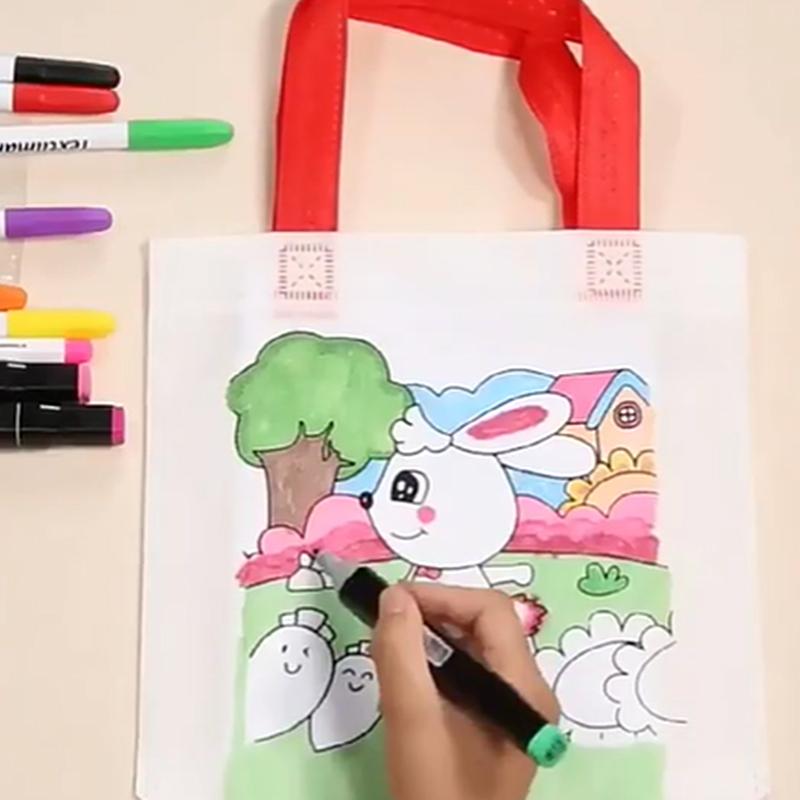 5Pcs Diy Graffiti Bag Handmade Painting Non Woven Bags For Children Arts Crafts Color Filling Drawing Toy Educational Toys