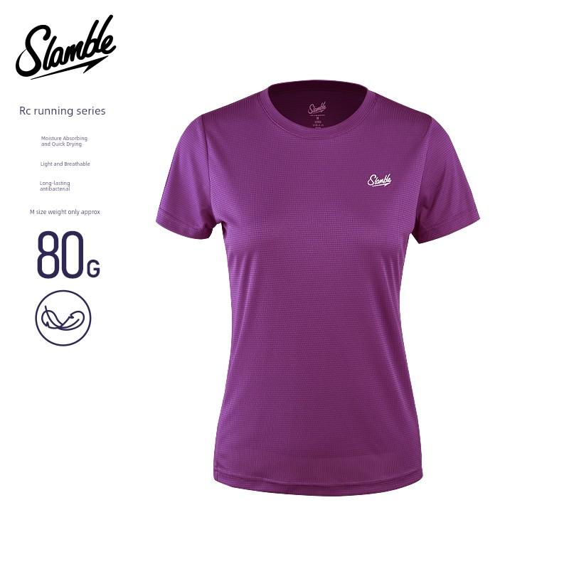Slamble Women s Running Sports Training Quick-Drying Short-Sleeved T-Shirt Antibacterial Breathable Marathon Top Dopamine S