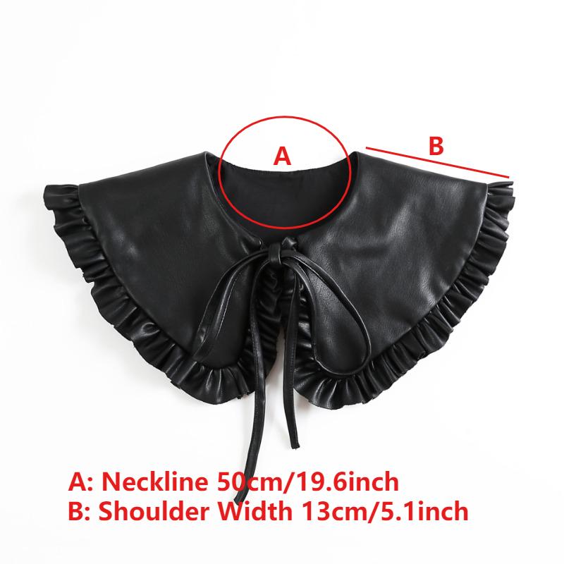 Fashion Black PU Leather Fake Collar Small Shawl for Winter Sweater Removable Shirt Detachable Collar Fuax Cols Accessories
