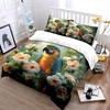Parrot perched among vibrant flowers Print Soft Comfortable Duvet Cover Bedding Set Included 1*Duvet Cover 2*Pillowcases