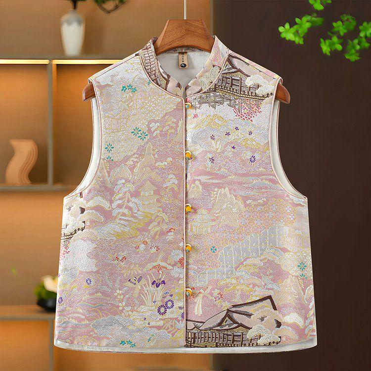 

Spring Collection: Stylish Chinese Reversible Vest with Stand Collar - Versatile & Luxurious 4XL - Suggest 135-150 kg розовый