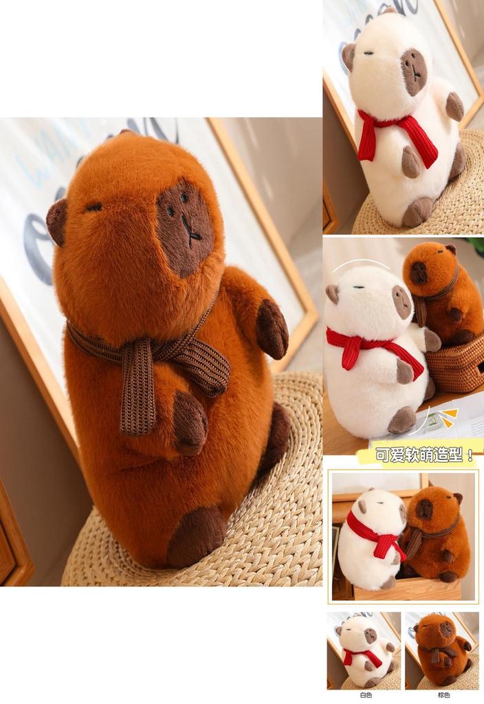 Adorable Capybara Plush Toy For Home Decoration And Cozy Pillow Gifts In White And Brown