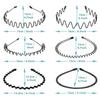 Nomakk 6 Pieces Metal Headbands Wavy Hairband Spring Hair Hoop Sports Fashion Hair Bands Unisex Black