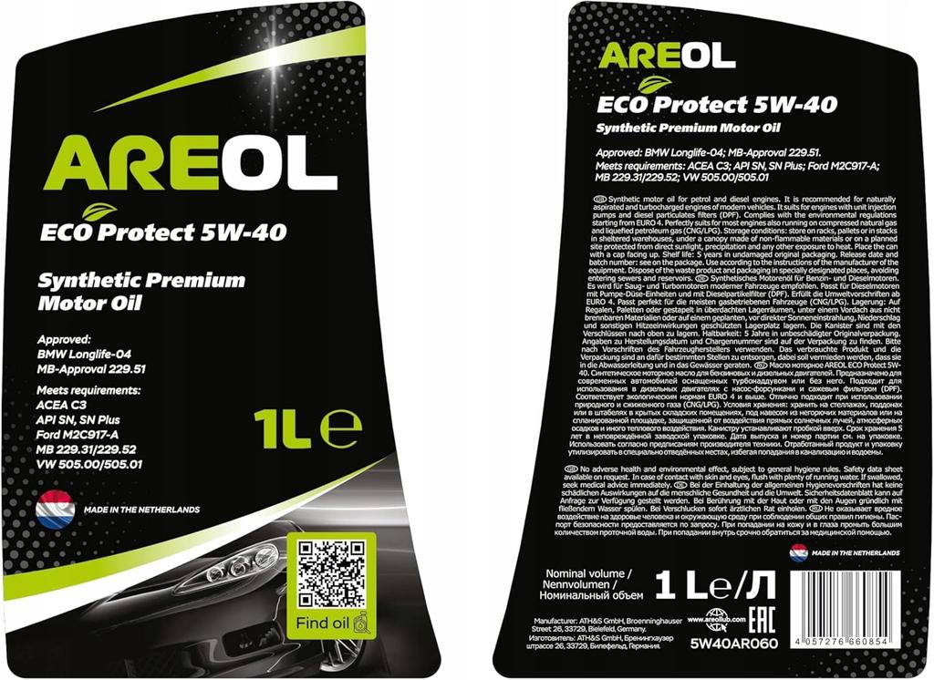 Areol eco protect 5w-40 olej silnikowy 1l