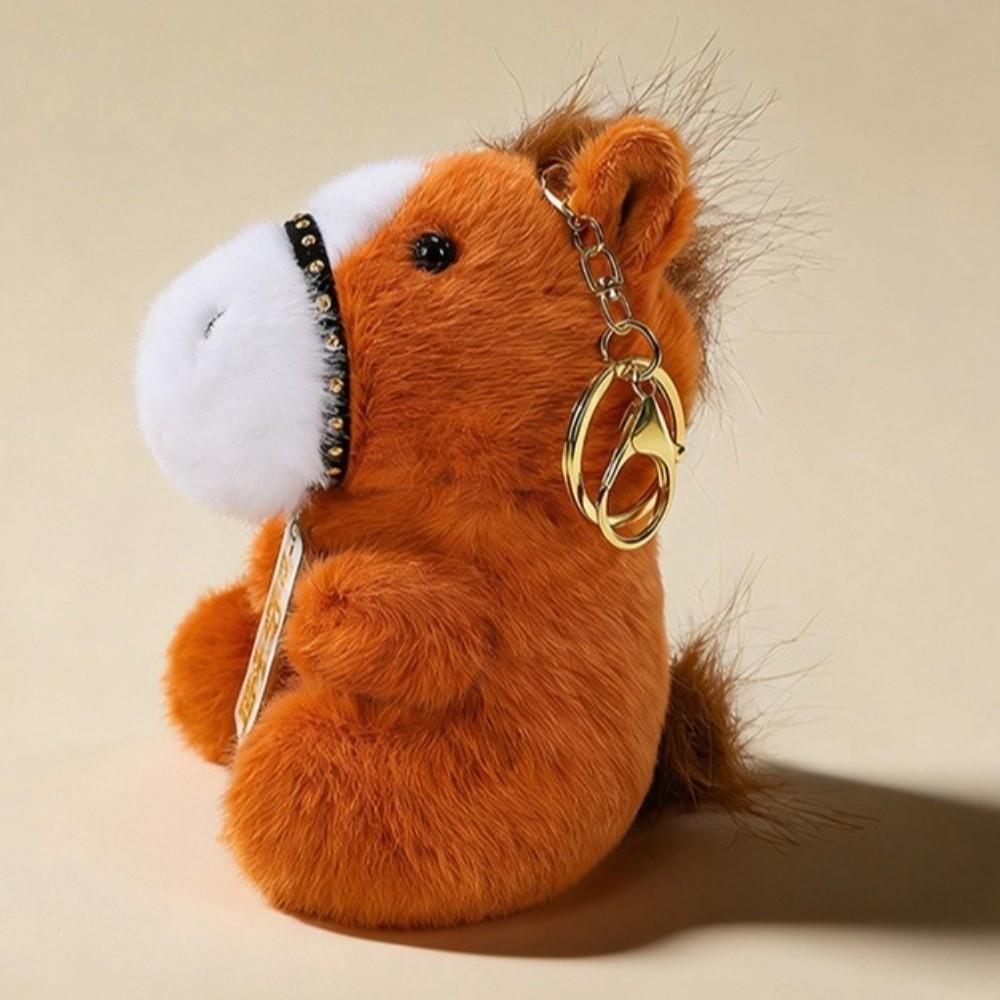 Soft Horse Plush Keychain Cartoon Pony Pendant Plush Toys Horse Year Key Ring Students Bags