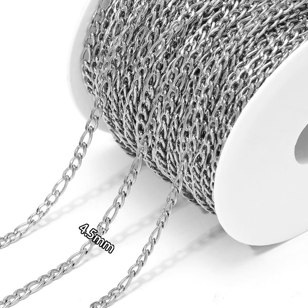 2 Meters Stainless Steel Link Cuban Figaro Chains Bulk for DIY Jewelry Earrings Making Necklace Findings Bracelets Wholesale