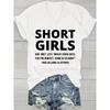 Women's Casual V-Neck T-Shirt with Letter Humor Print, Polyester Blend, Short Sleeve, Geometric Pattern, Fabric, Regular Length, Pullover Style