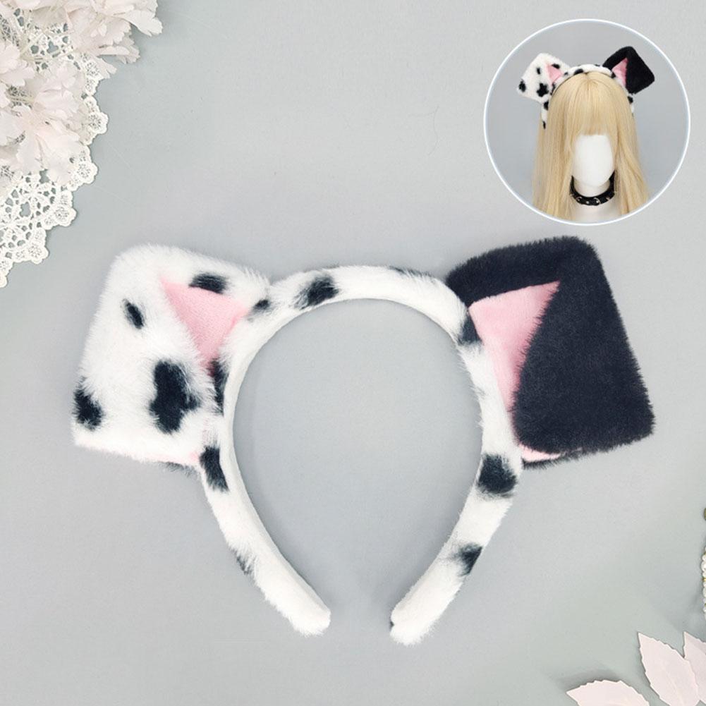 

Милые плюшевые повязки на голову с ушками для собак-далматинов, спа-повязка на голову, реалистичные ушки животных, реквизит для комик-кона, аксессуар для фестивальной вечеринки #03