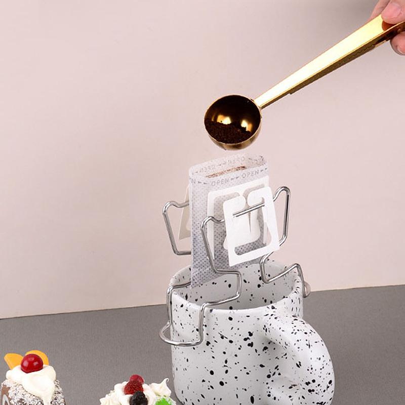 Stainless Steel Reusable Holder For Japanese Style Ears Drip Bags Coffee Cup Dripper Baskets Filter Paper Bag Shelf