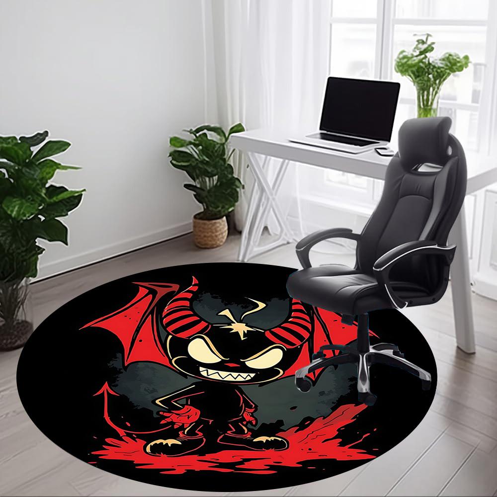 1pc Devil Horns Office Round Area Rug, Under Office Chairs Bedroom Living Room Home Decor, Room Deco, Available in Various Sizes
