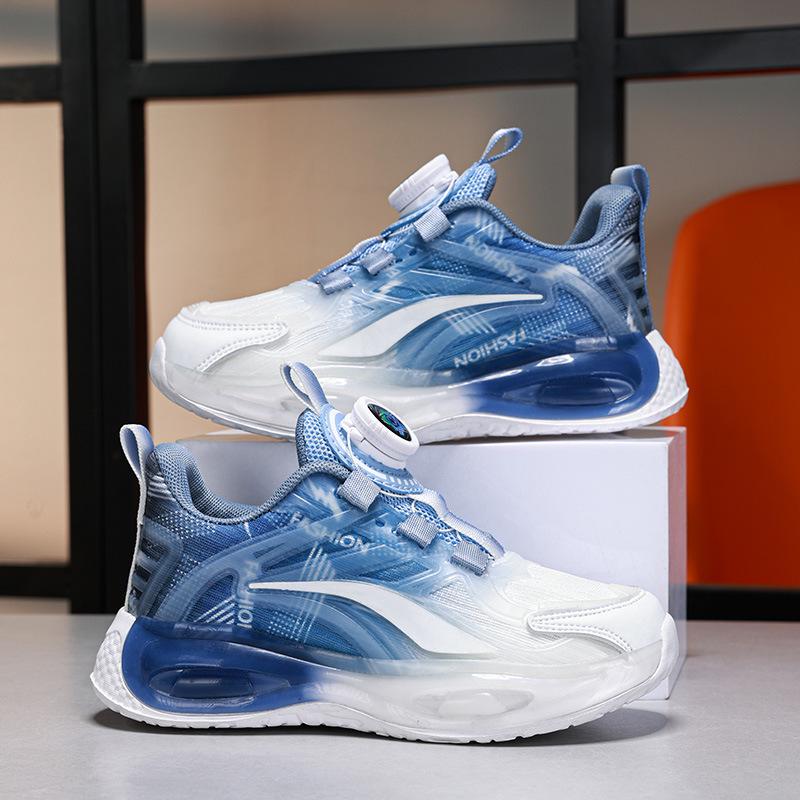 

Boys 2025 Spring Mesh Running Shoes with Rotating Buckle - Breathable, Sporty Design for Medium and Large Children Size 28