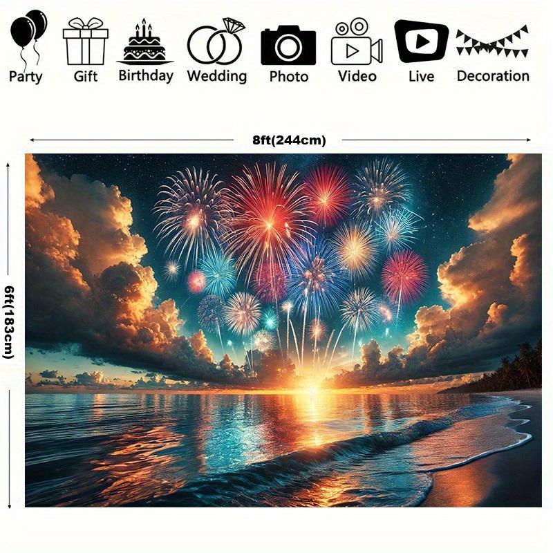 1 piece ocean and sky fireworks show background cloth room photography studio props - suitable for home decoration