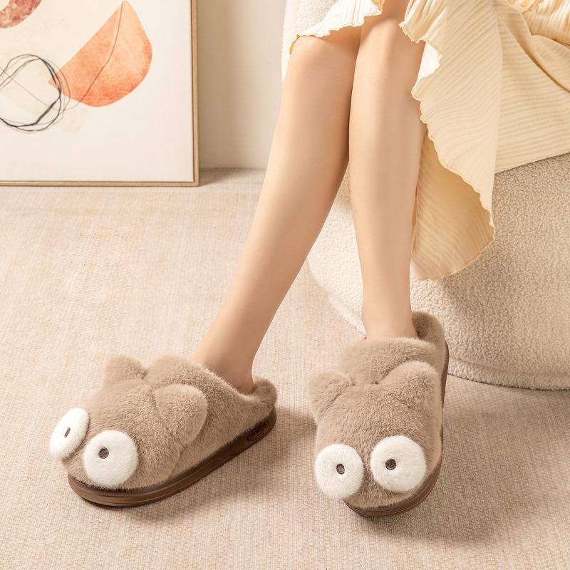 Cute cotton slippers women's winter new indoor home thick bottom warm outdoor slippers men's winter