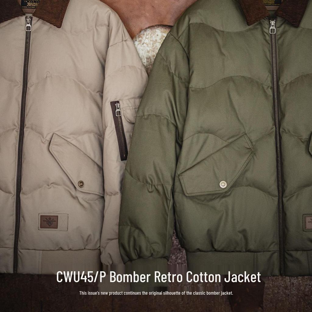 Men's Retro CWU45P Short Cotton Bomber Jacket - Warm Winter Outerwear