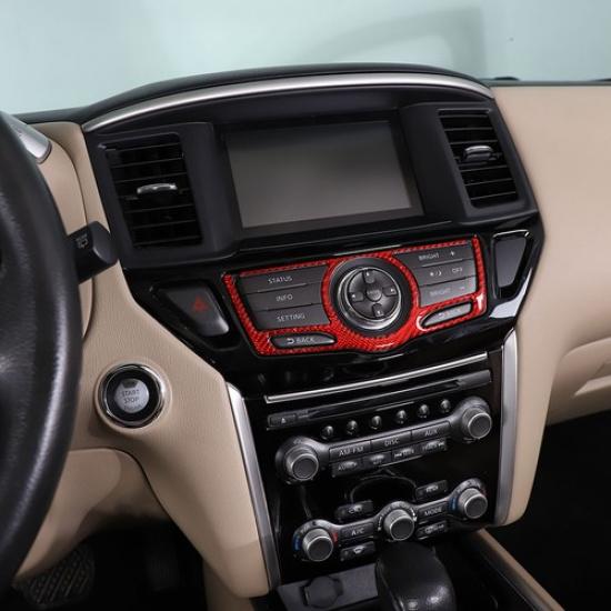 Red Carbon Fiber Navigation screen Trim Sticker For Nissan Pathfinder 13-18