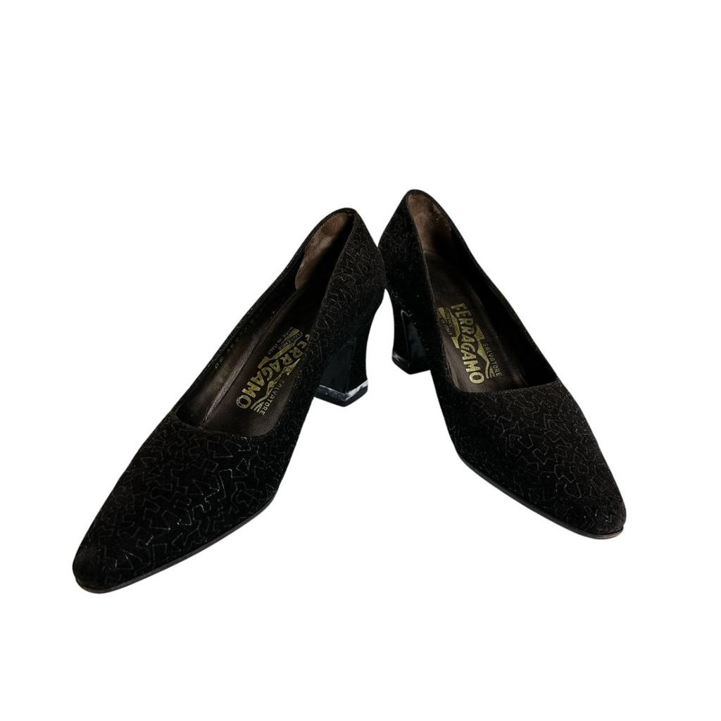 Salvatore Ferragamo 5 C Pumps Mid Heel Black Women Storage Box / Storage Bag Used